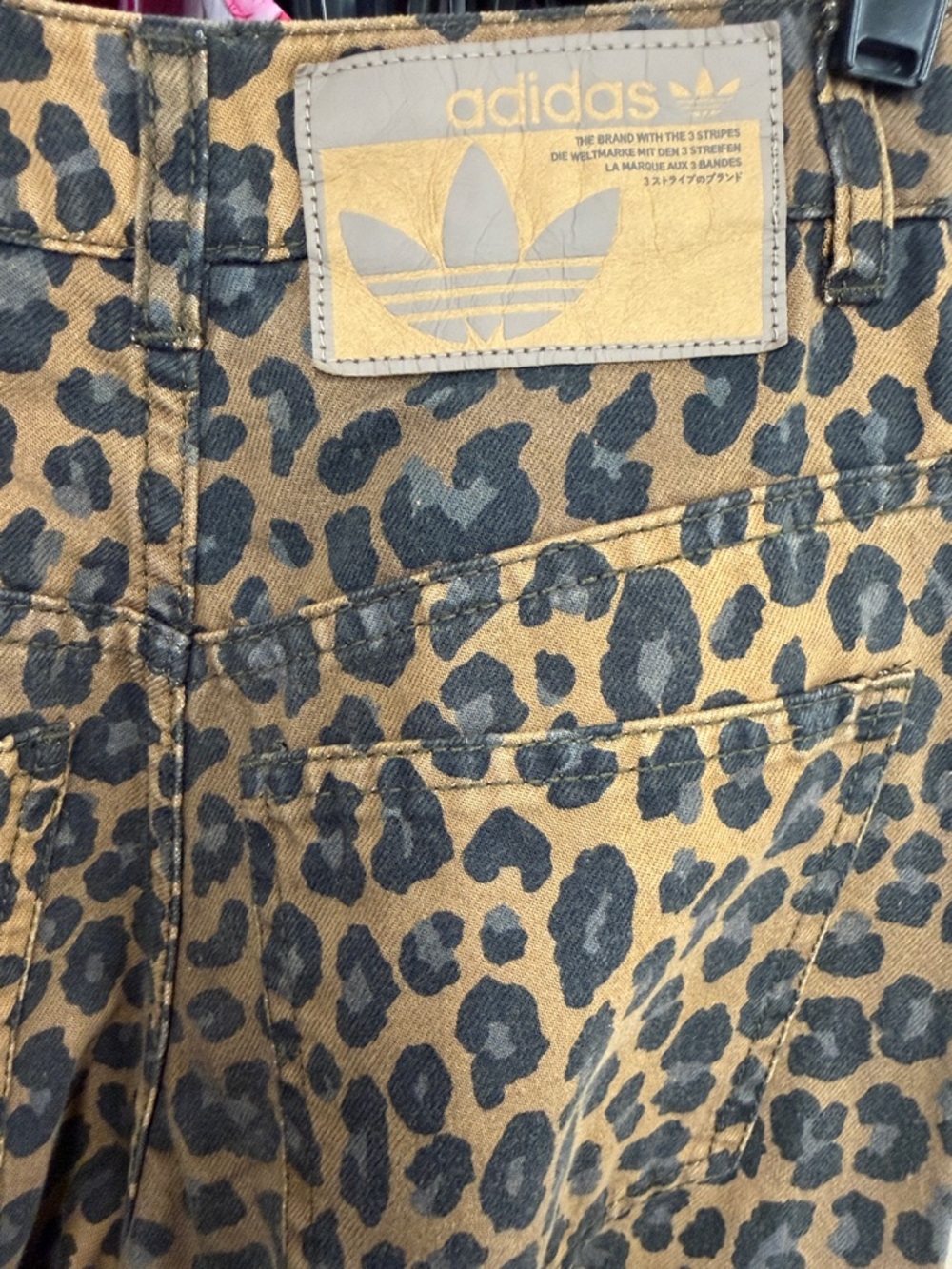 ADIDAS ORIGINALS 3 STRIPES WOMEN'S LEOPARD DENIM BERMUDA SHORTS 24” - Picture 8 of 12